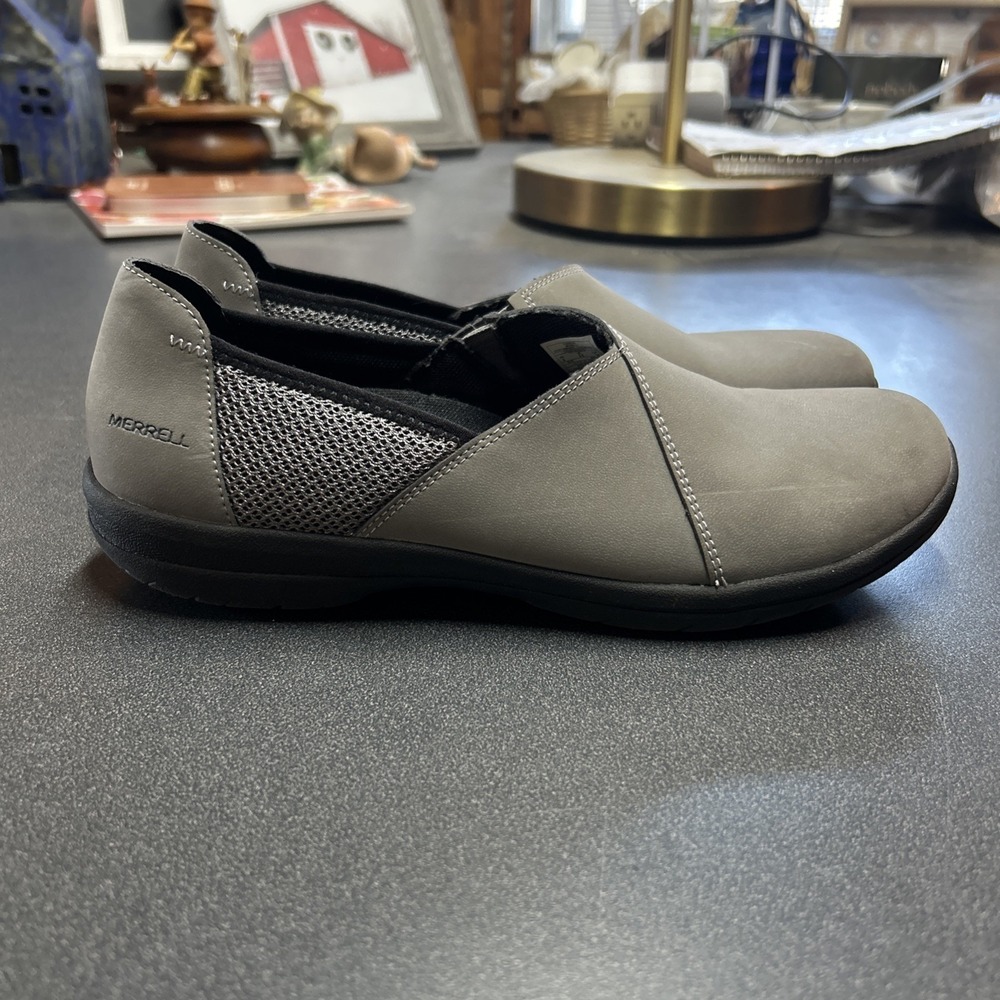 Merrell Womens Oncore Kassie Sport Moccasin Gray Slip Ons Size 9 Leather